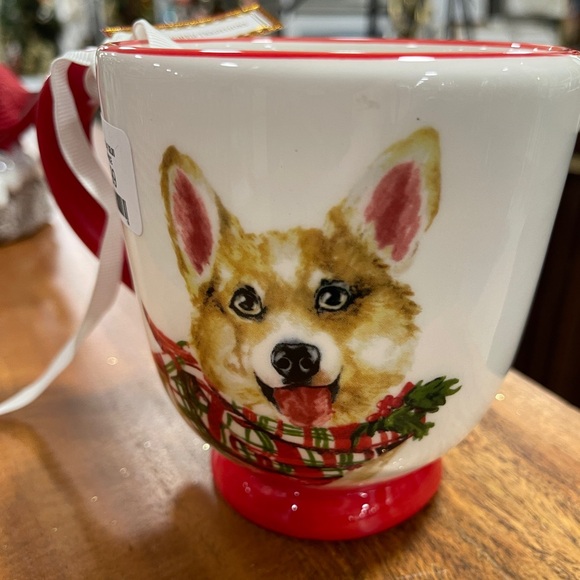 Christmas Corgi Dog with Holiday Bandana Ceramic Coffee Mug NWT Potter’s Studio - Picture 3 of 4